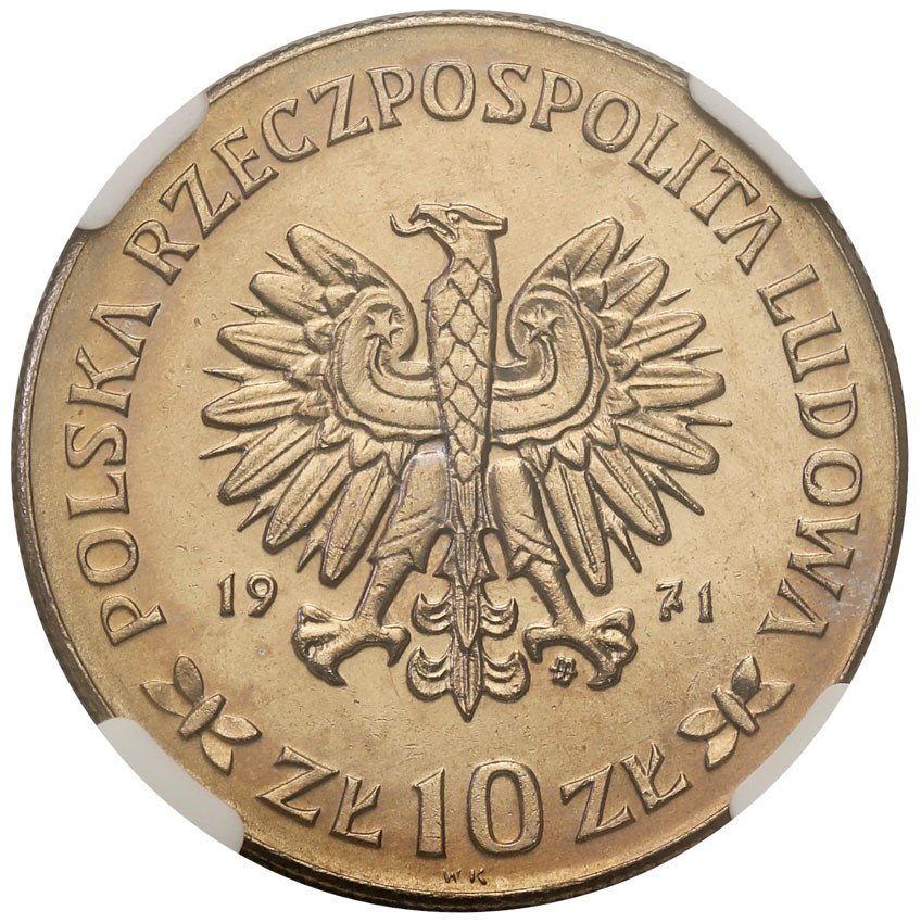 PRL. 10 złotych 1971 Rocznica Powstania Śląskiego NGC MS66